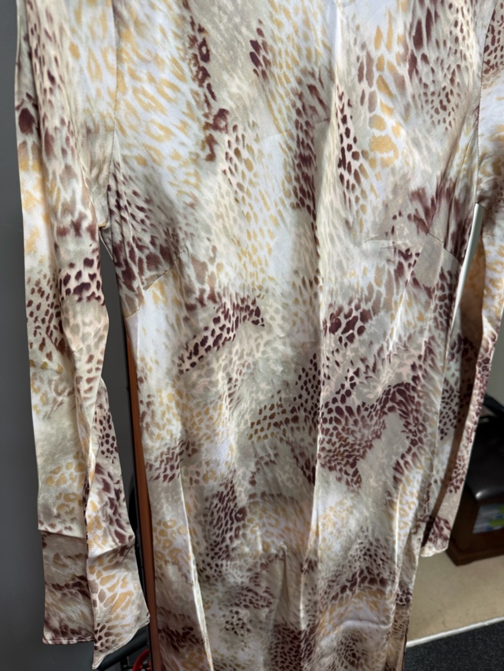 Lucy Paris Giovanna Bias Beige and Brown Snake-Print Maxi Dress - Picture 6 of 12